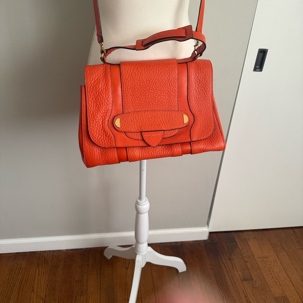 Marc Jacobs Vibrant Orange Satchel with Gold Details